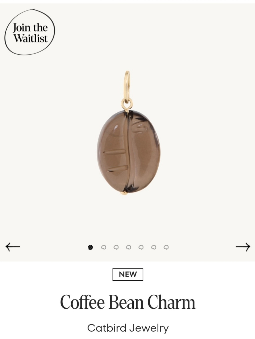 Catbird Coffee Bean Charm  - Seattle Store Exclusive